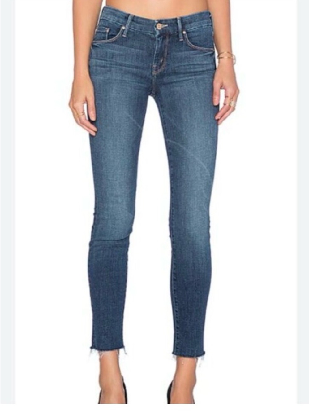 MOTHER The Looker Ankle Fray Jeans Size 24 Girl Crush Skinny Raw Hem Made USA